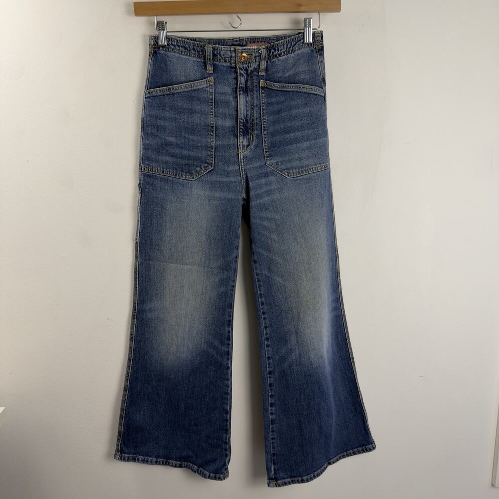 Anthropologie Pilcro Wide Leg High Waisted Jeans Size 8P Carpenter